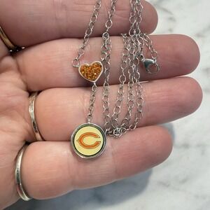 Swarovski Crystal Elements Chicago BEARS Football NFL Lariat Necklace Heart